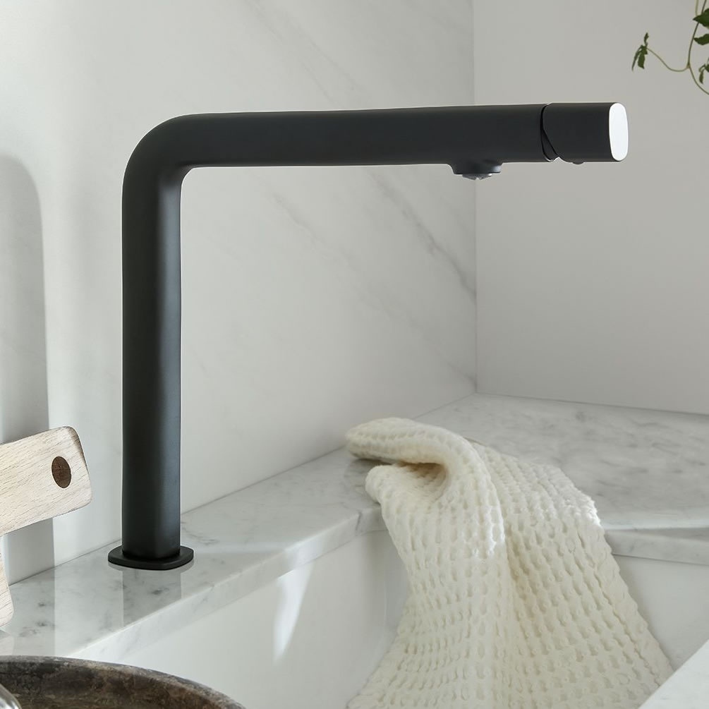 Lifestyle image of Vado Cameo Matt Black Leverless Kitchen Mixer